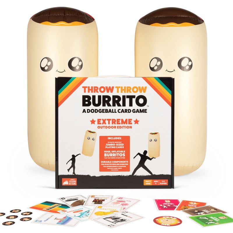 Exploding Kittens â€“ Throw Throw Burrito Extreme Outdoor Edition â€“ Giant Inflatable Dodgeball Card Game â€“ Play Outdoors, Backyard Events, Family Fun Outside for 2 to 6 Players Ages 7+ - Image 1